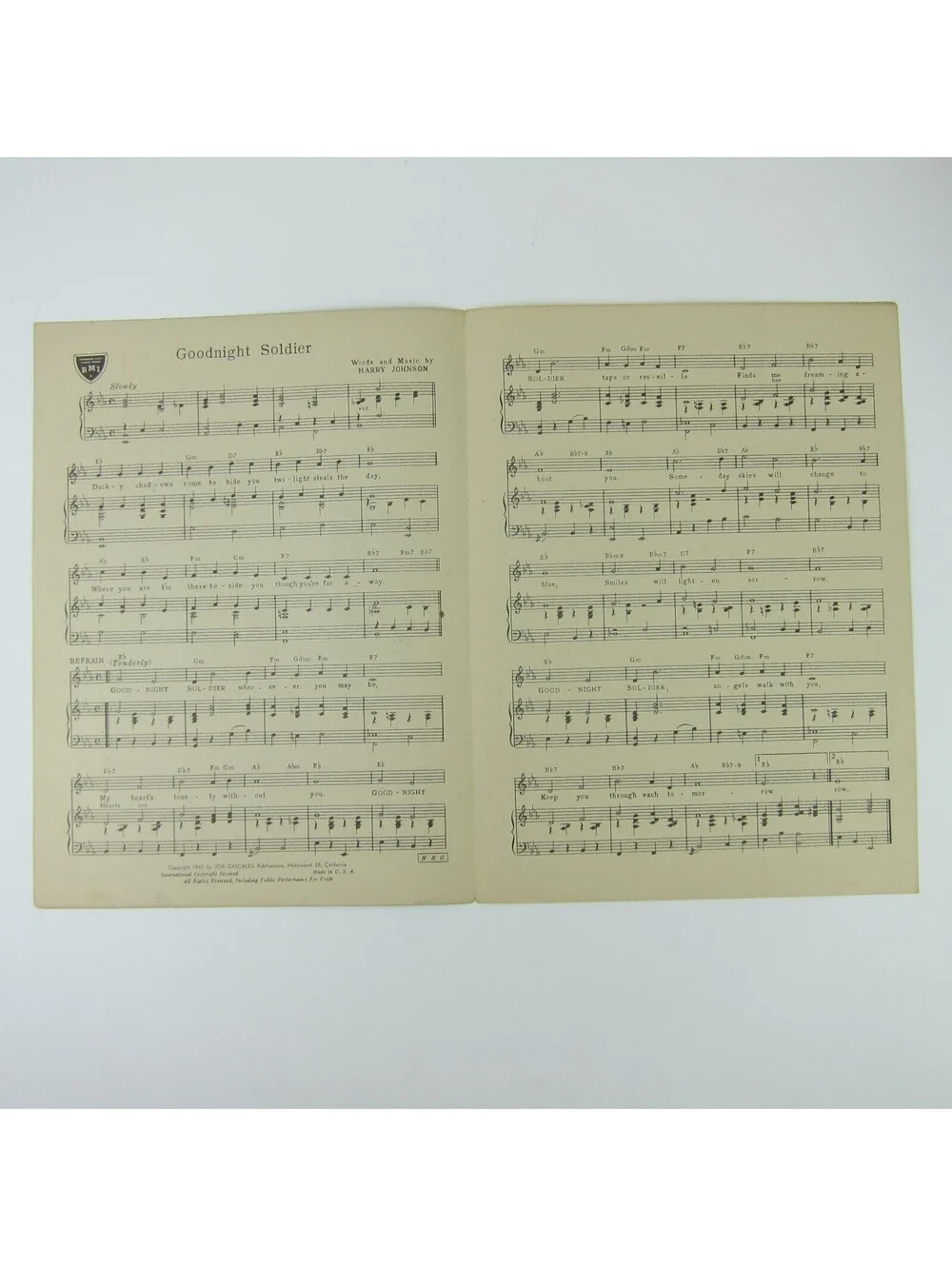 Sheet Music Goodnight Soldier Harry Johnson Judy Canova WWII WW2 Vintage 1943